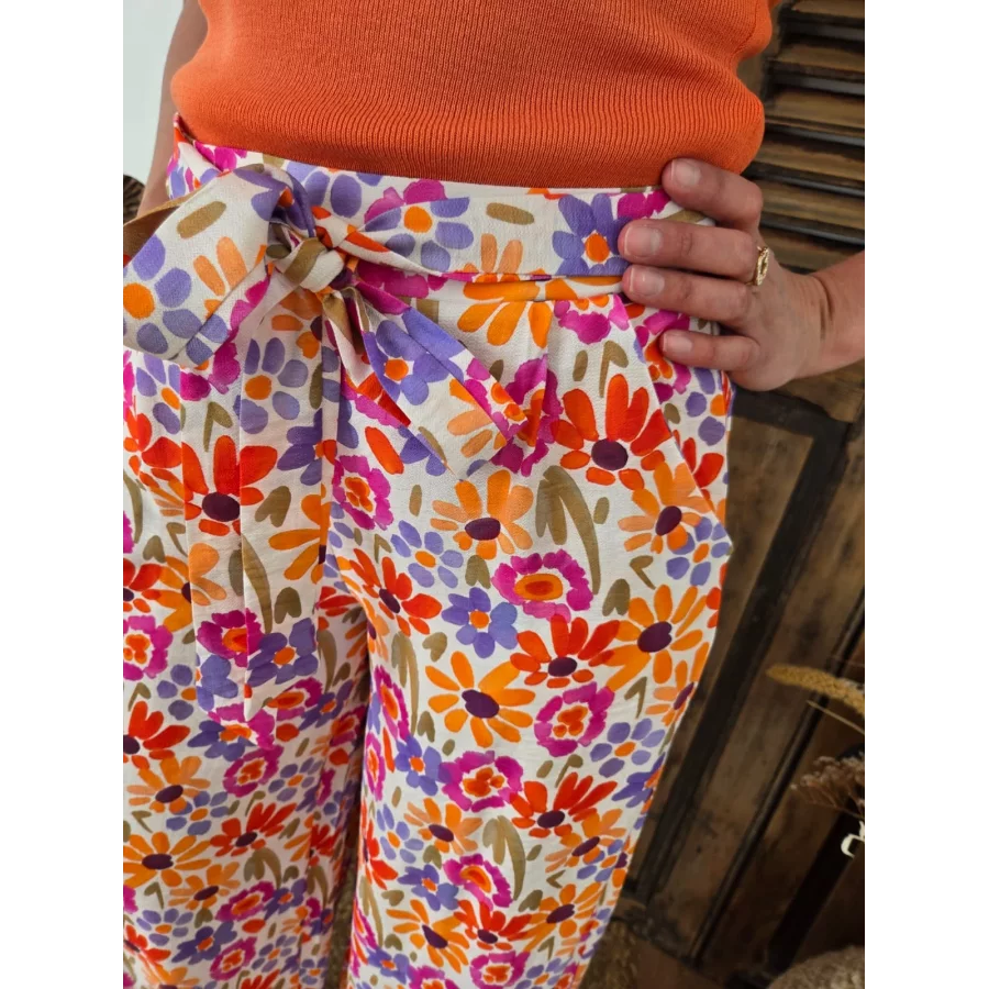 Pantalon Gervais fluide fleurs colorées