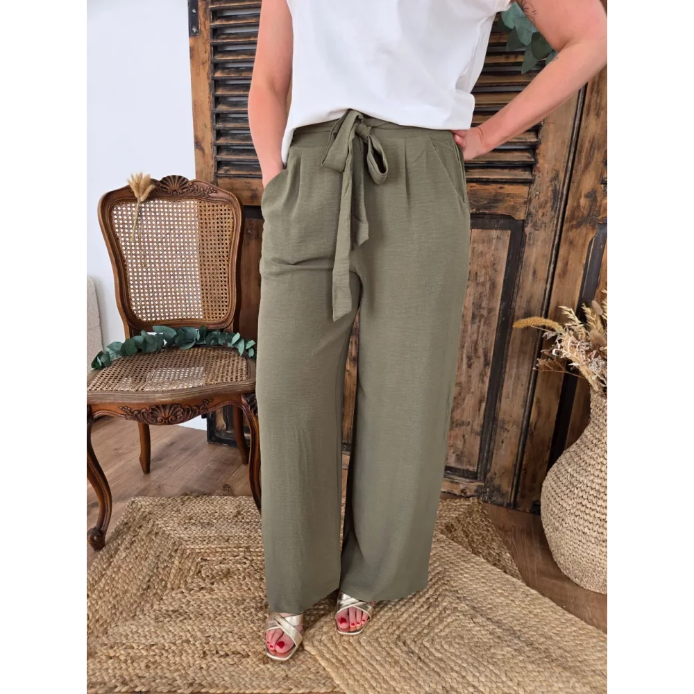 Pantalon Paulin fluide vert kaki