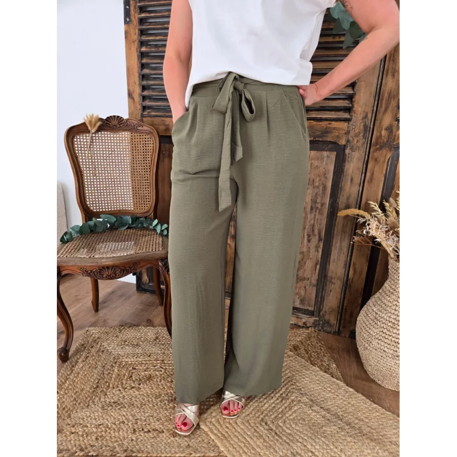Pantalon Paulin fluide vert kaki