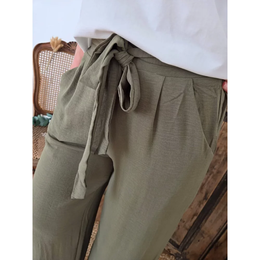 Pantalon Paulin fluide vert kaki