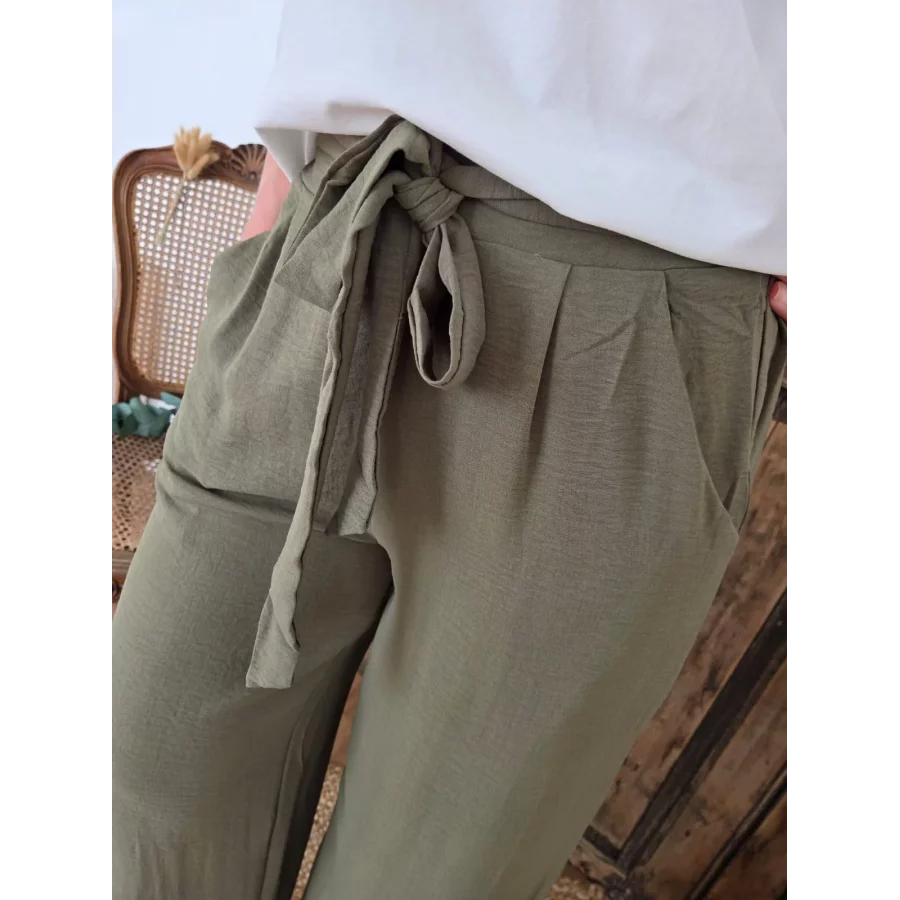 Pantalon Paulin fluide vert kaki