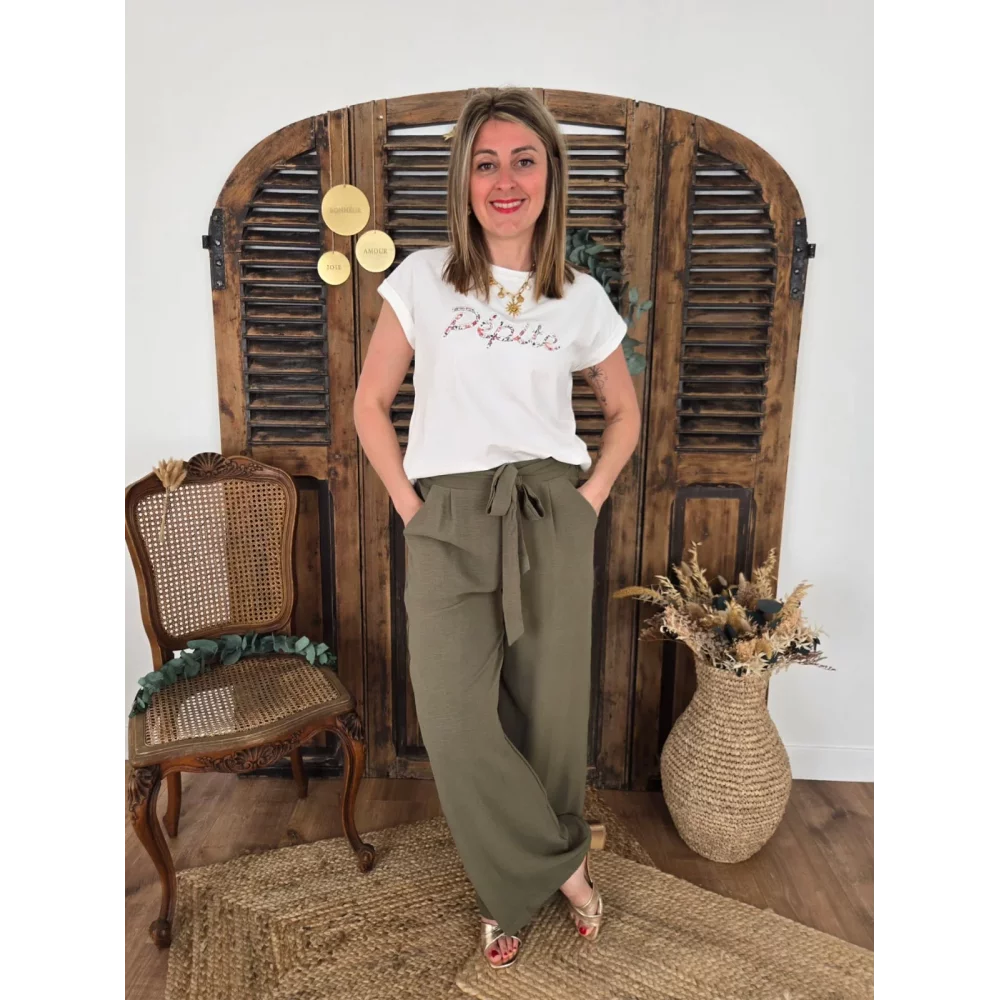 Pantalon Paulin fluide vert kaki