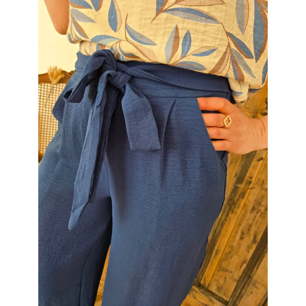 Pantalon Paulin fluide bleu petrole