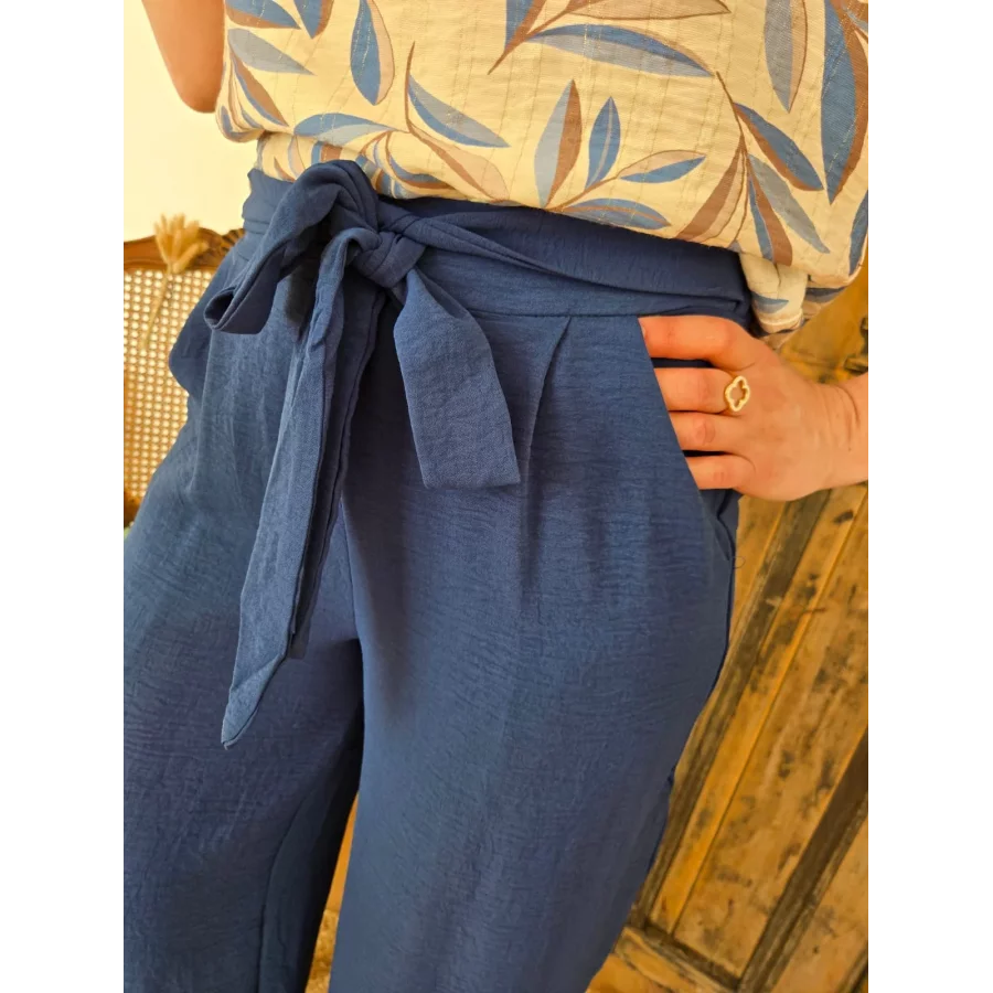 Pantalon Paulin fluide bleu petrole
