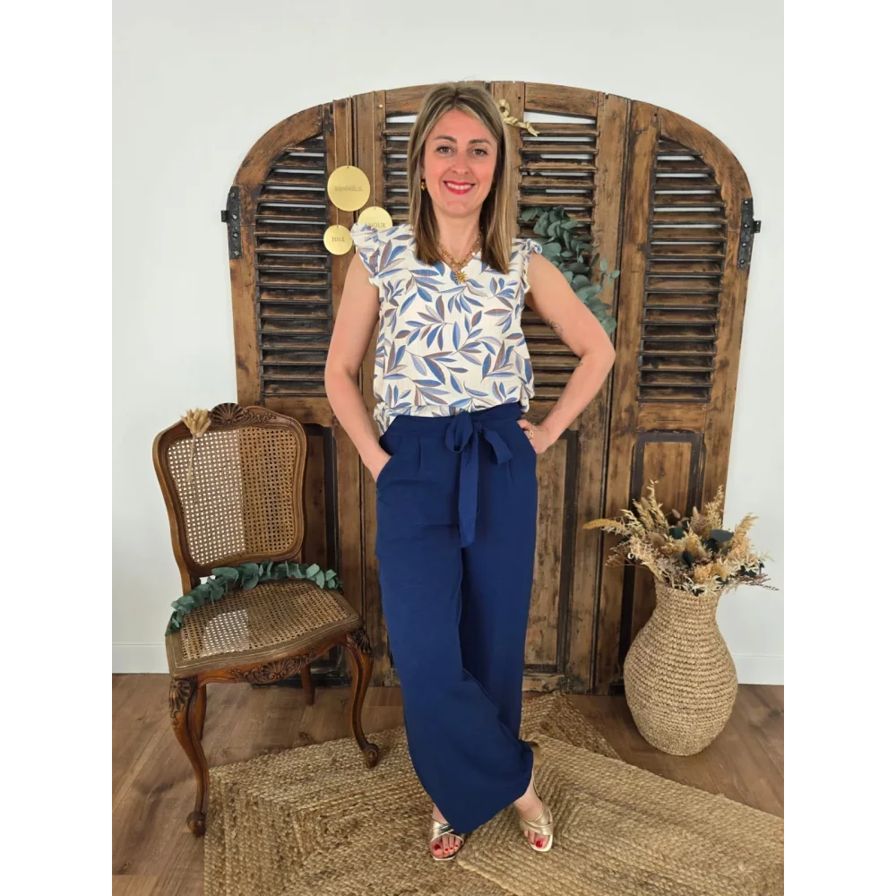 Pantalon Paulin fluide bleu petrole