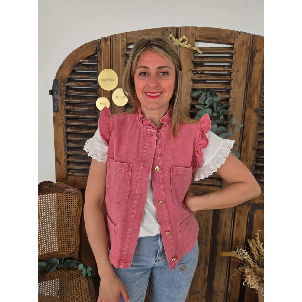 Veste Roxane sans manches vieux rose