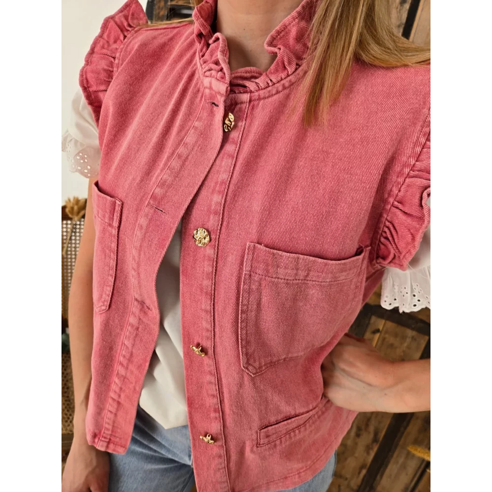 Veste Roxane sans manches vieux rose