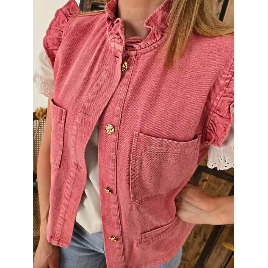 Veste Roxane sans manches vieux rose