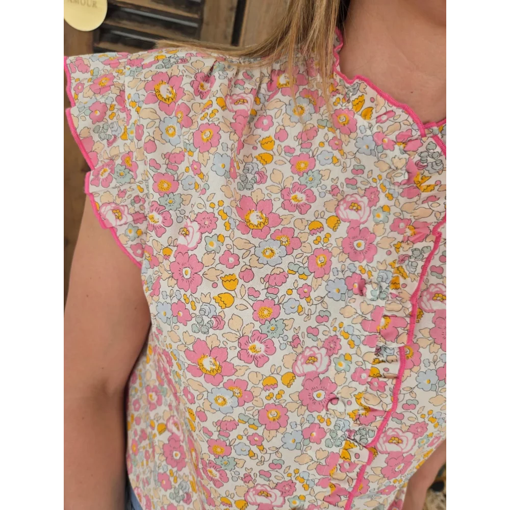 Blouse Tatiana fleurs rose