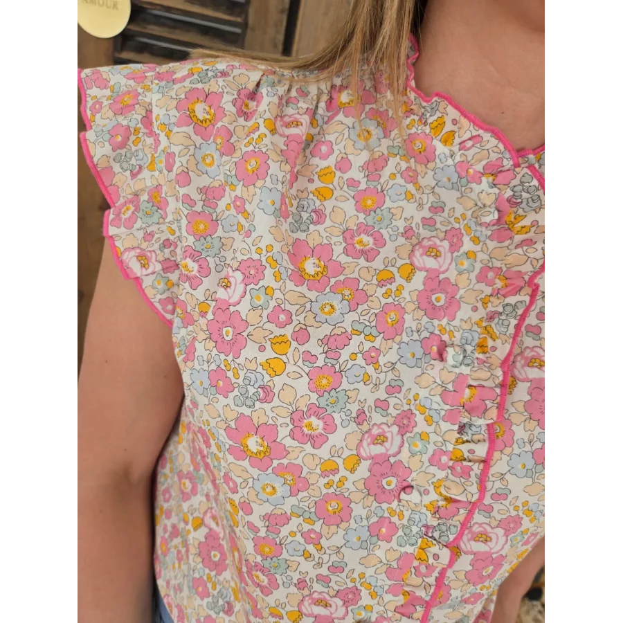 Blouse Tatiana fleurs rose
