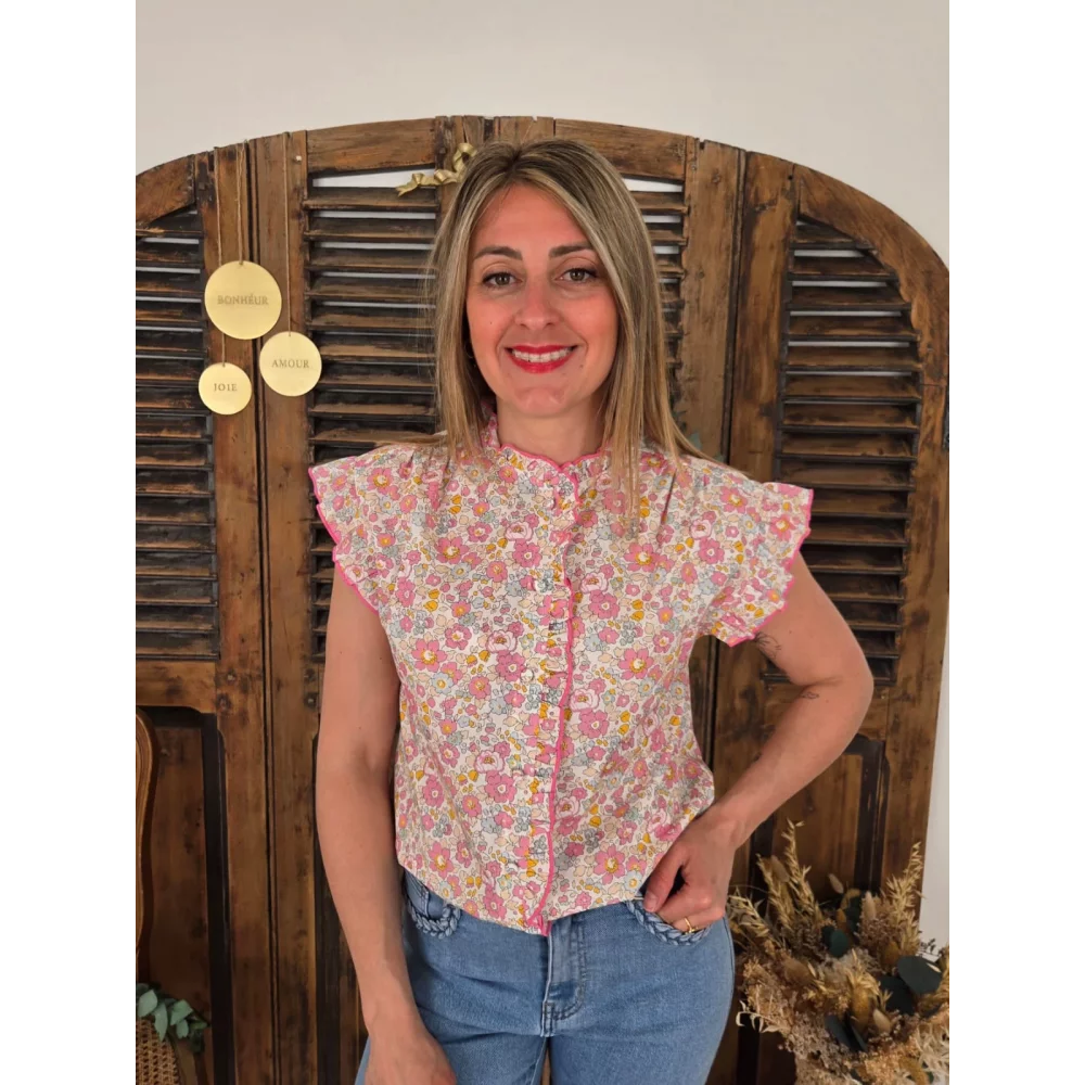 Blouse Tatiana fleurs rose