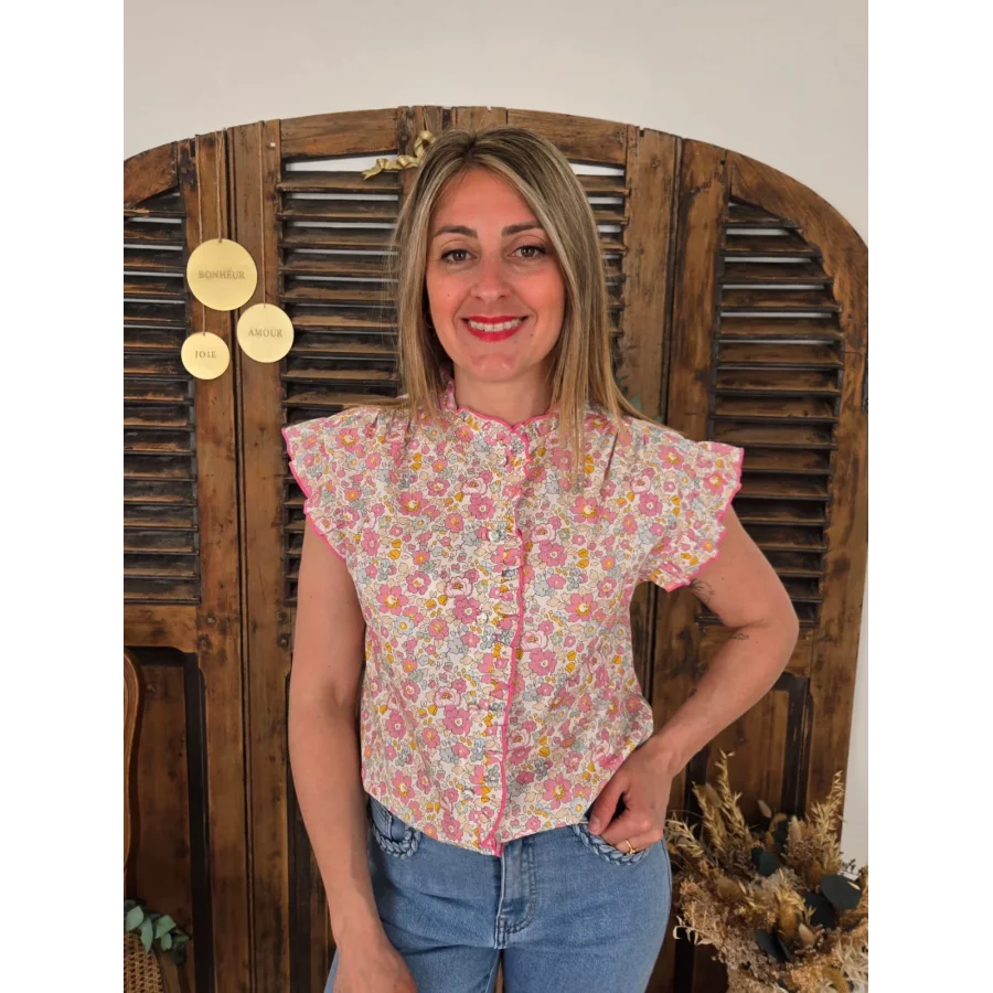 Blouse Tatiana fleurs rose