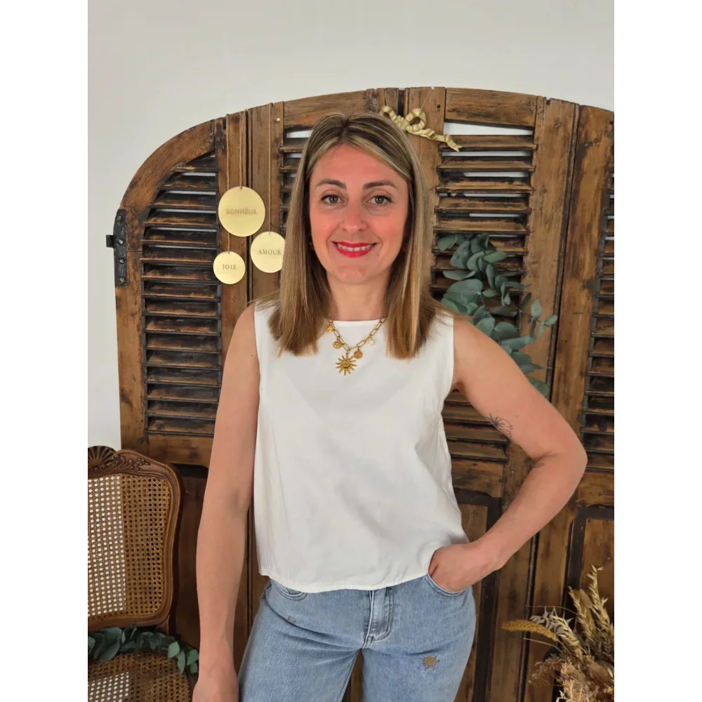 Blouse Perrine blanche dos dentelle