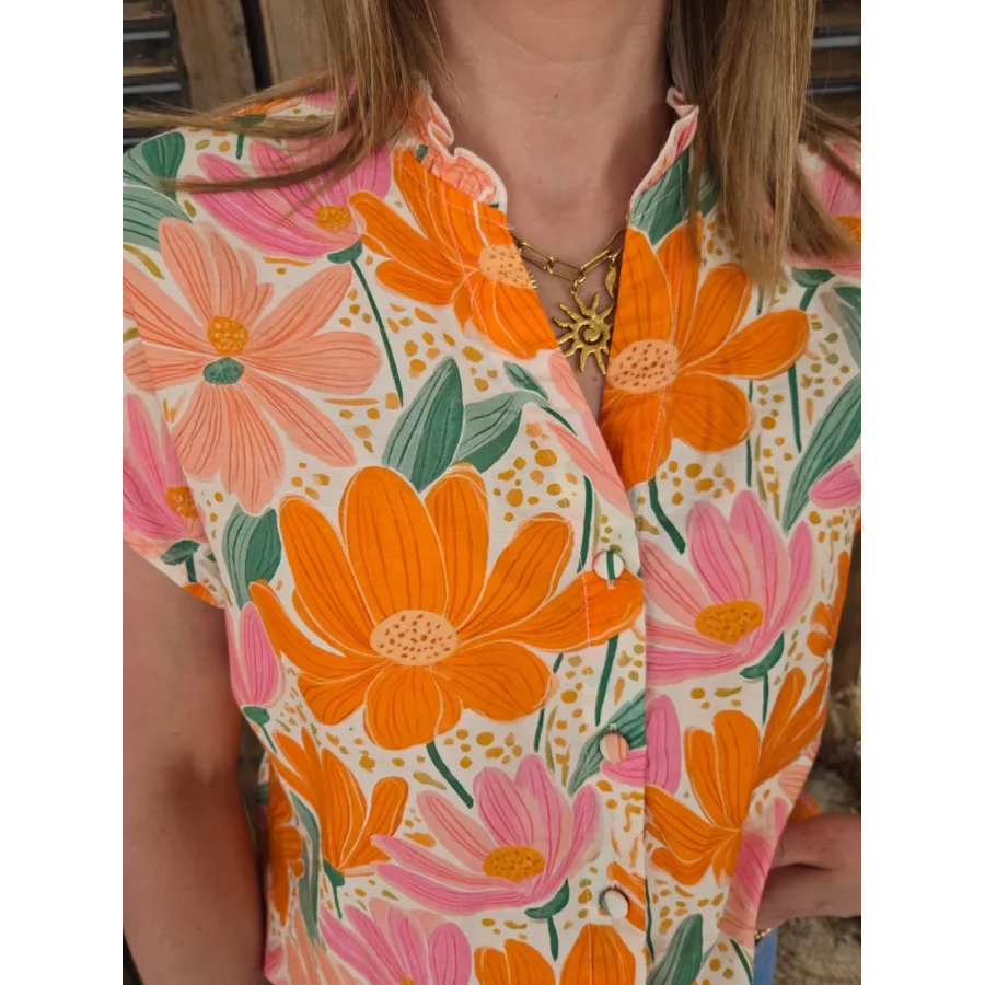 Blouse Pauline fleurs orange
