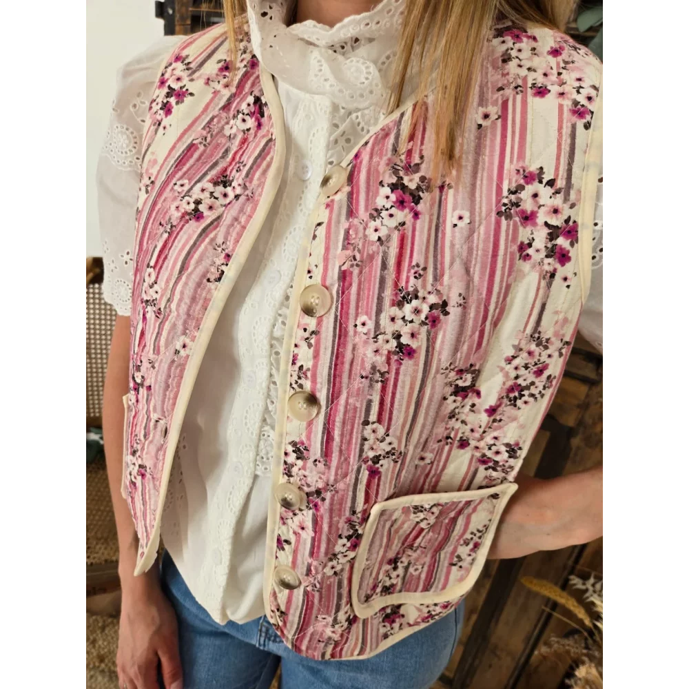Gilet Jocelyn fleurs rose