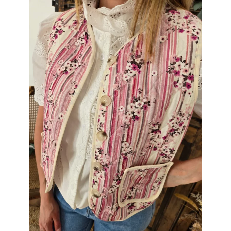 Gilet Jocelyn fleurs rose