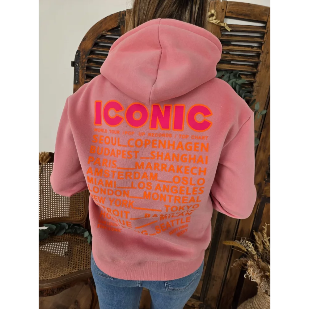 Sweat à capuche Iconic vieux rose 26185 PM