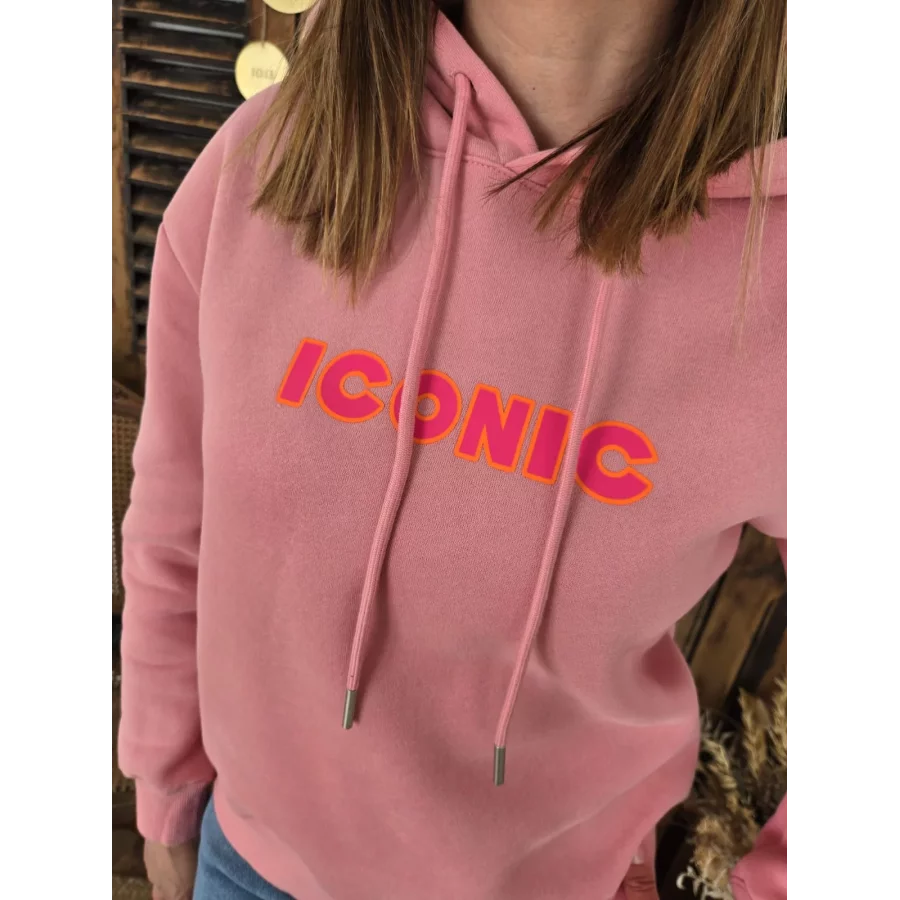Sweat à capuche Iconic vieux rose