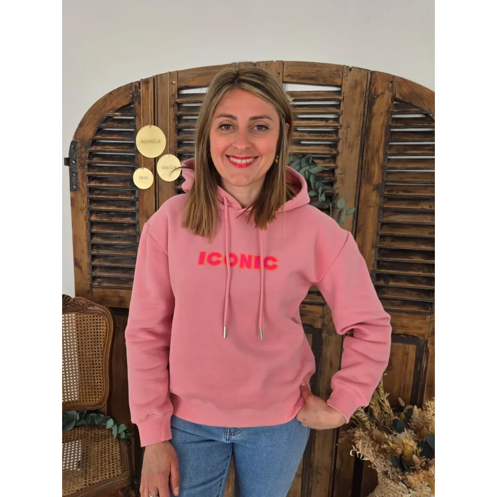 Sweat à capuche Iconic vieux rose 26185 PM