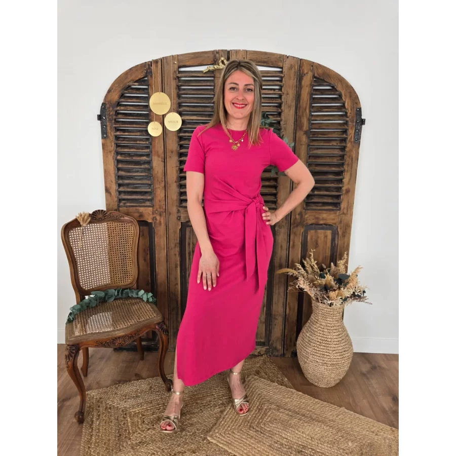 Robe t-shirt Eve rose framboise