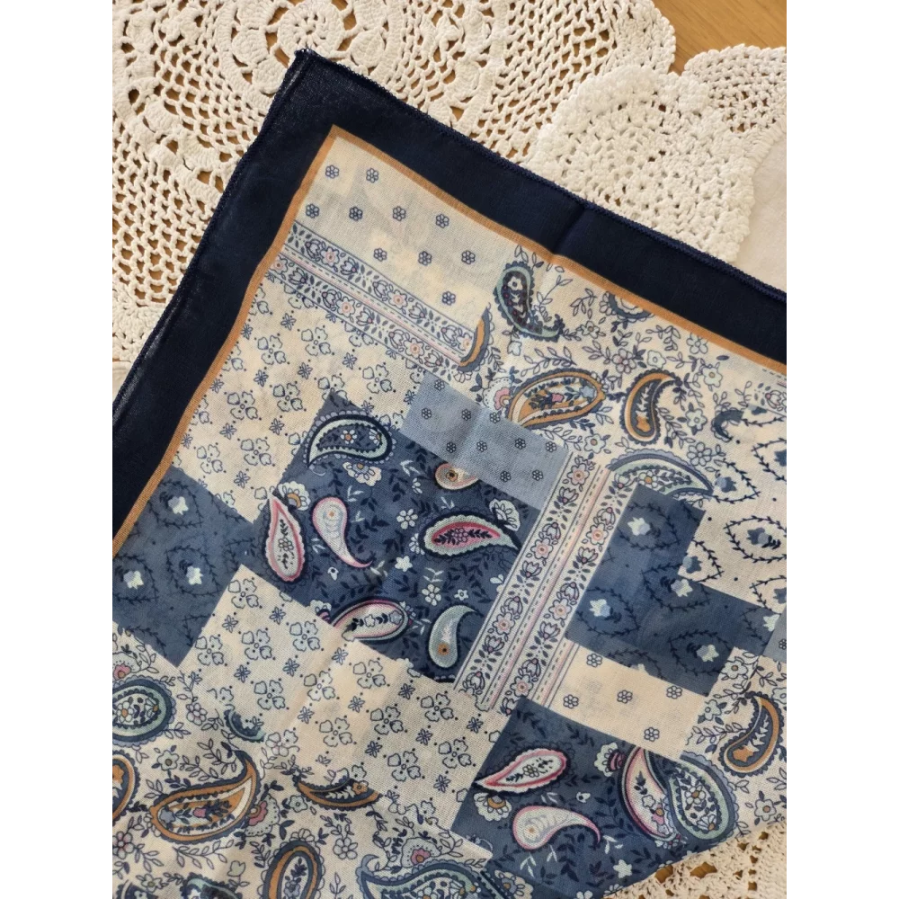 Foulard carré coton viscose bleu