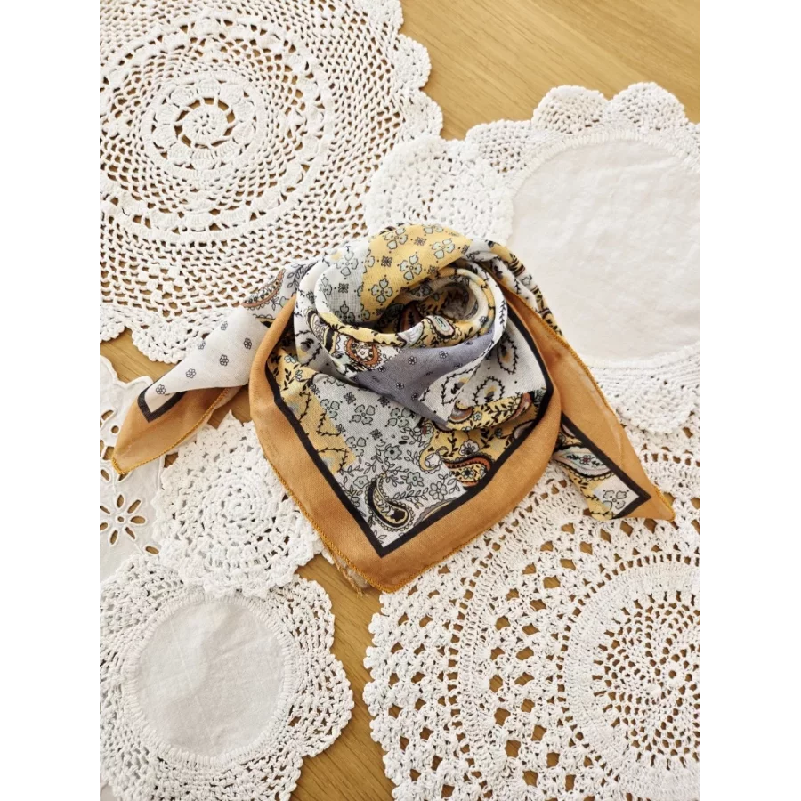 Foulard carré coton viscose jaune