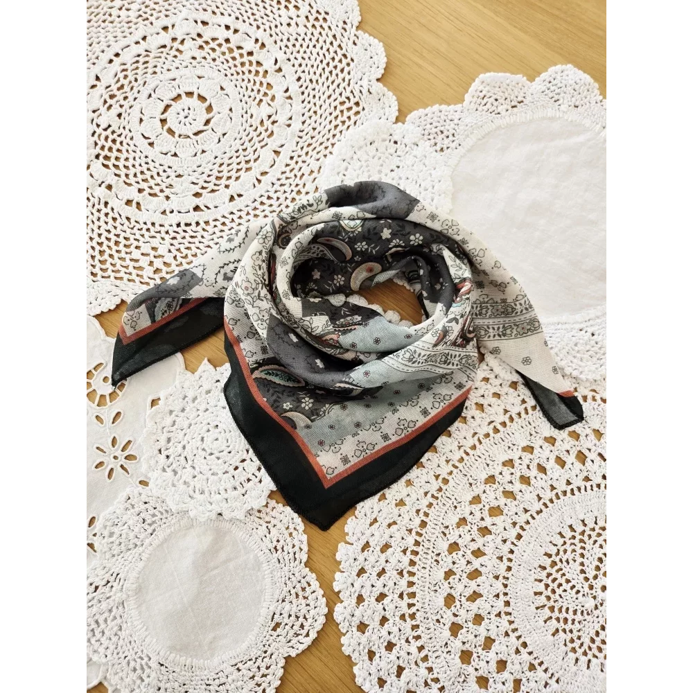 Foulard carré coton viscose kaki