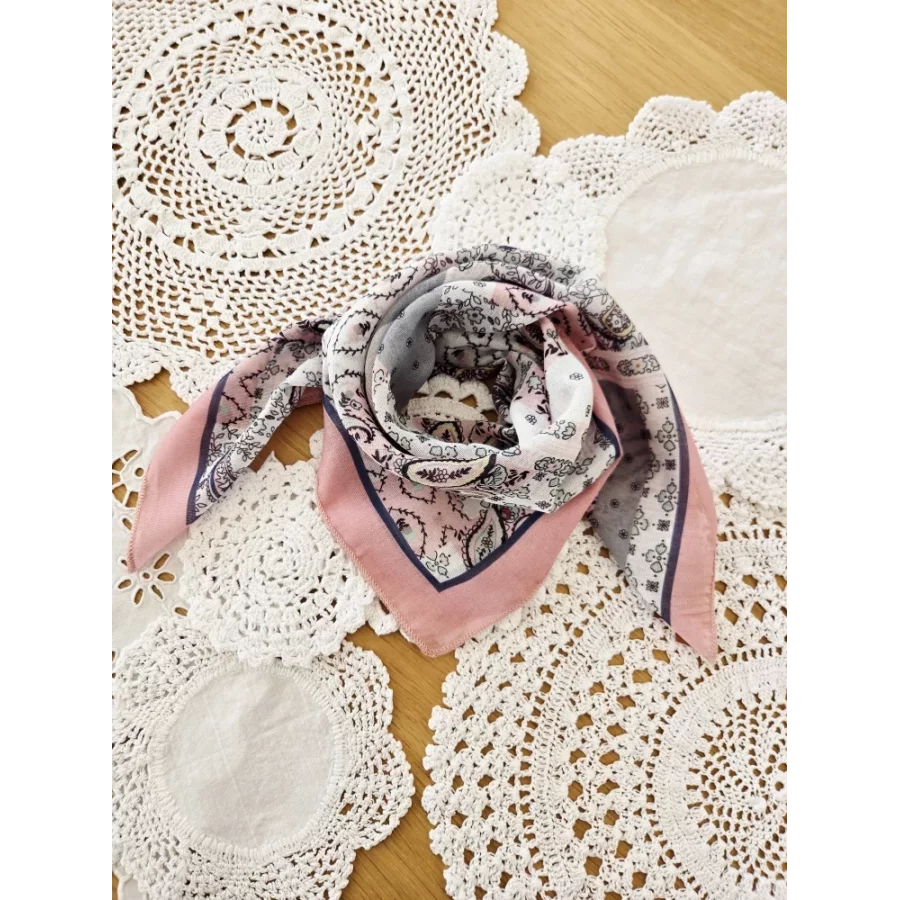 Foulard carré coton viscose rose