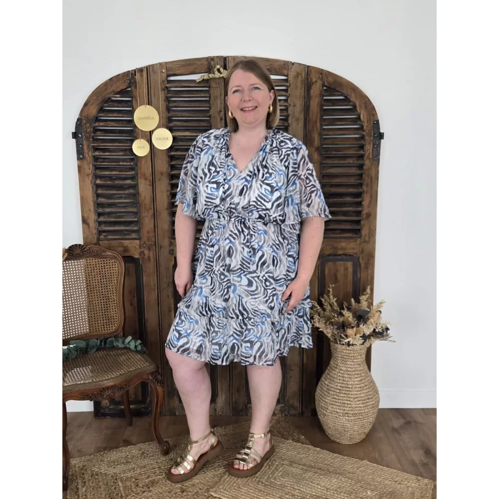 Robe Ines voile motif bleu