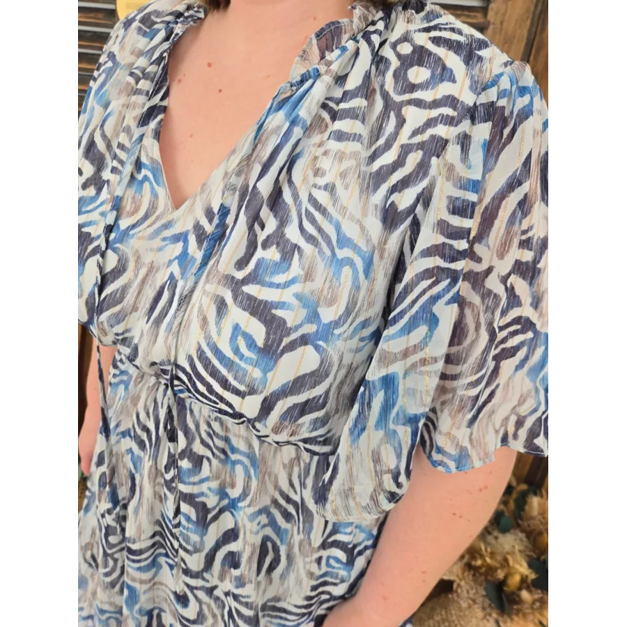 Robe Ines voile motif bleu