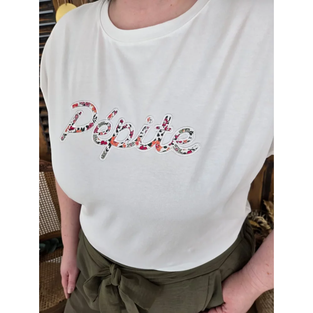 T-shirt blanc Pepite fleuri