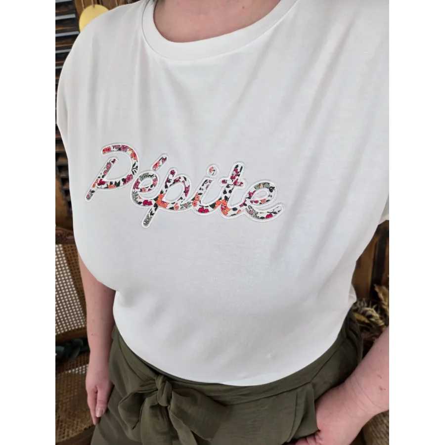 T-shirt blanc Pepite fleuri