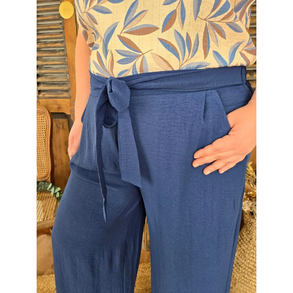 Pantalon Paulin fluide bleu petrole