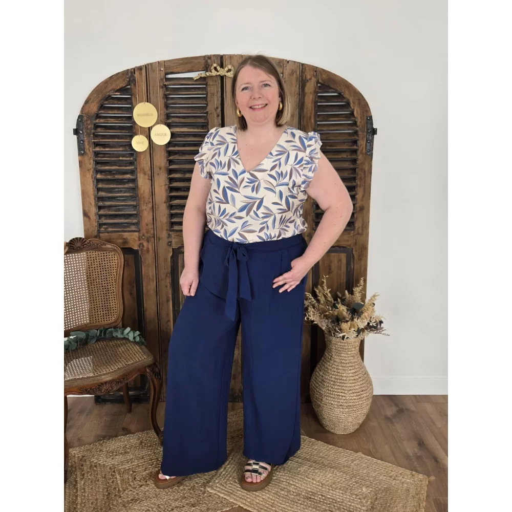 Pantalon Paulin fluide bleu petrole