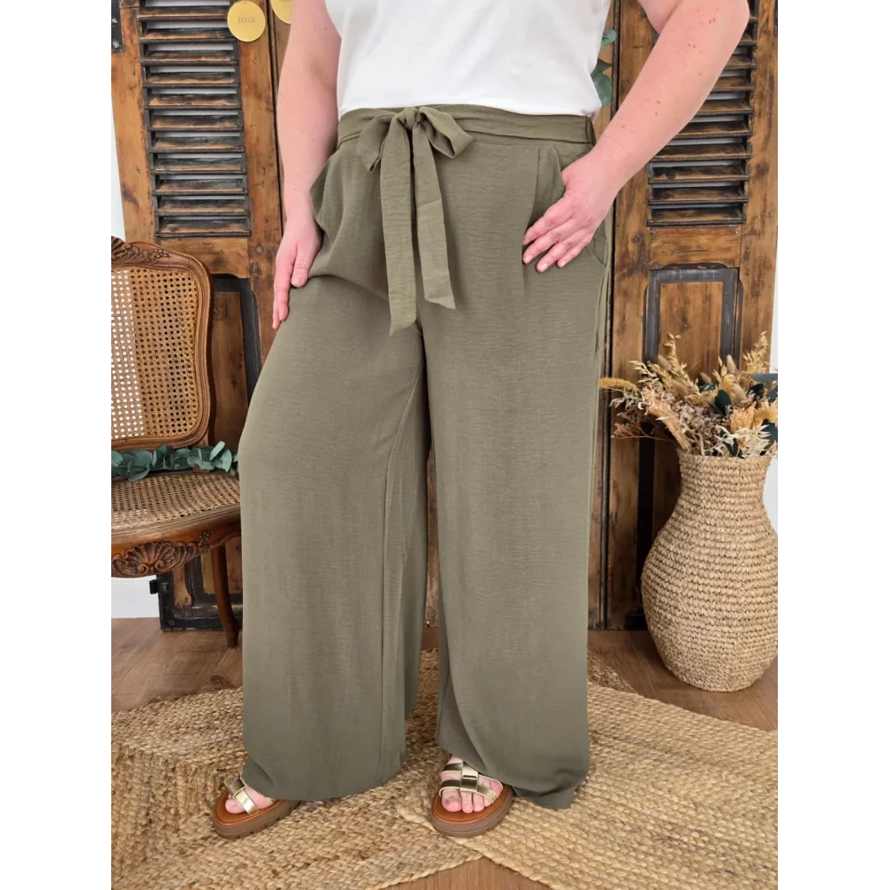Pantalon Paulin fluide vert kaki