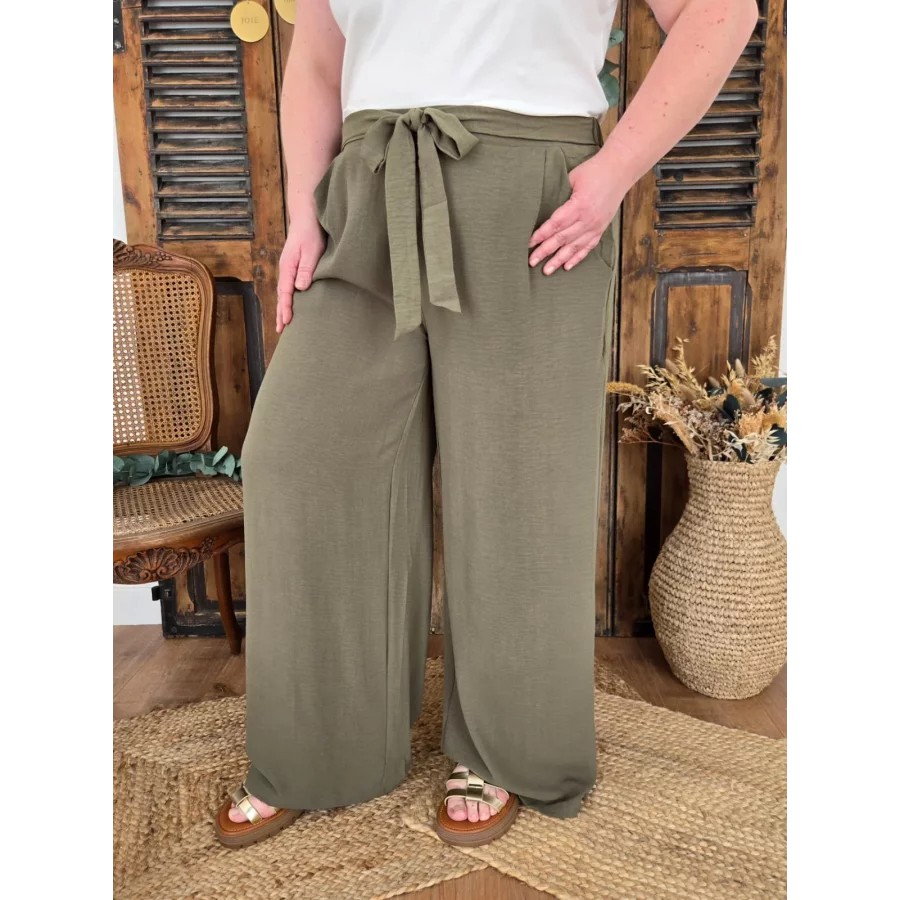 Pantalon Paulin fluide vert kaki