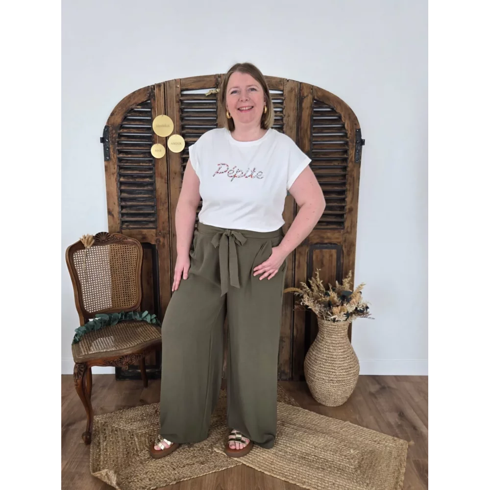 Pantalon Paulin fluide vert kaki