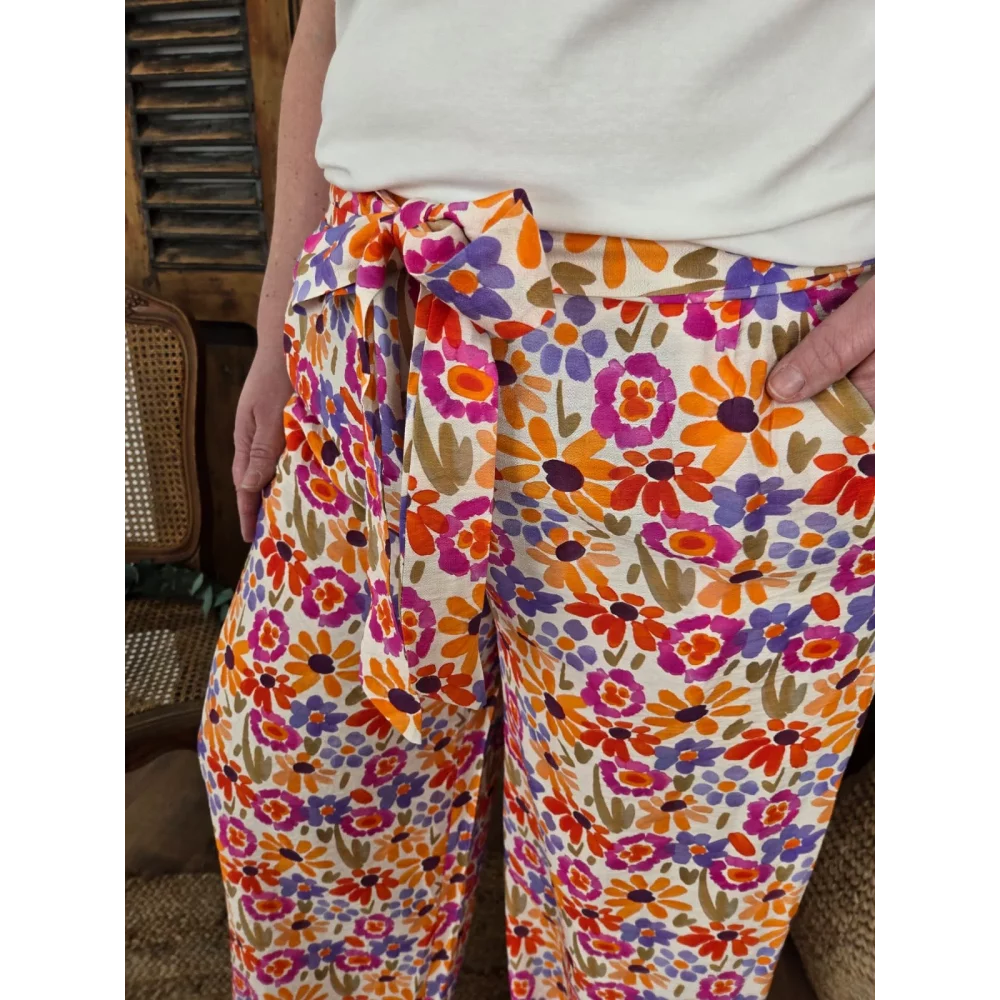 Pantalon Gervais fluide fleurs colorées