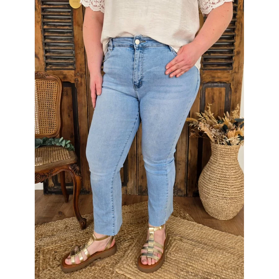 Jean Armand flare 7/8éme bleu delavé