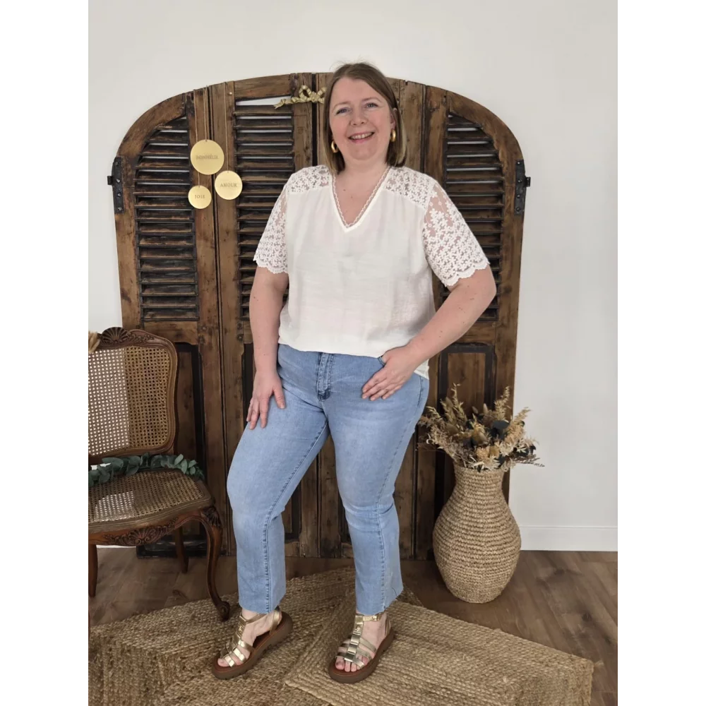 Jean Armand flare 7/8éme bleu delavé