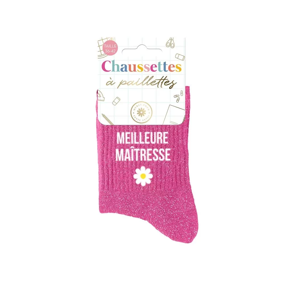 Chaussettes à paillettes Meilleure Maitresse
