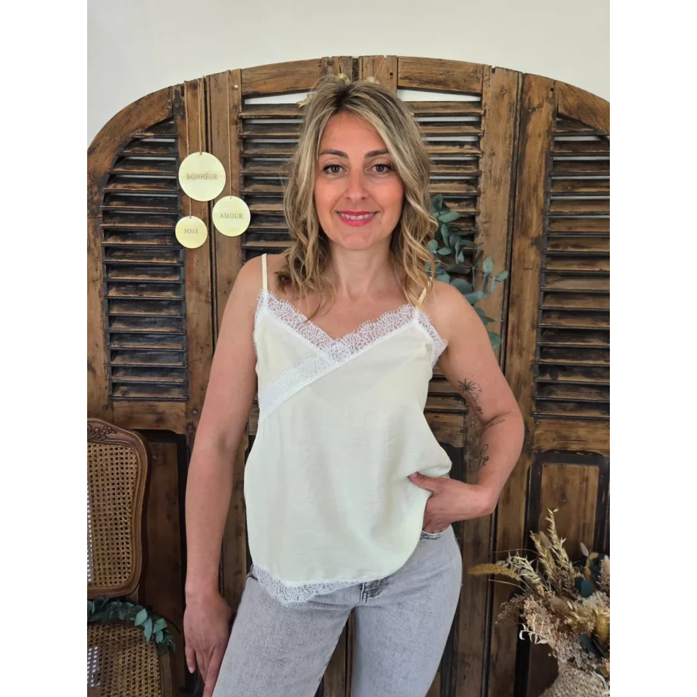 Top bretelles Albert jaune dentelle