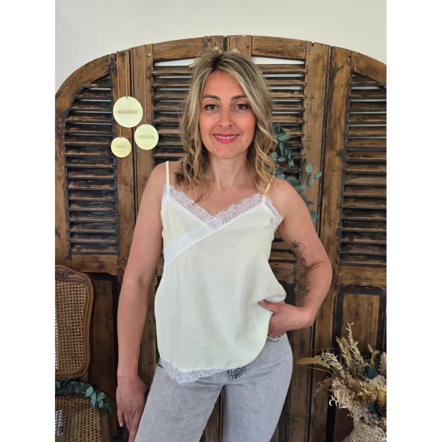Top bretelles Albert jaune dentelle