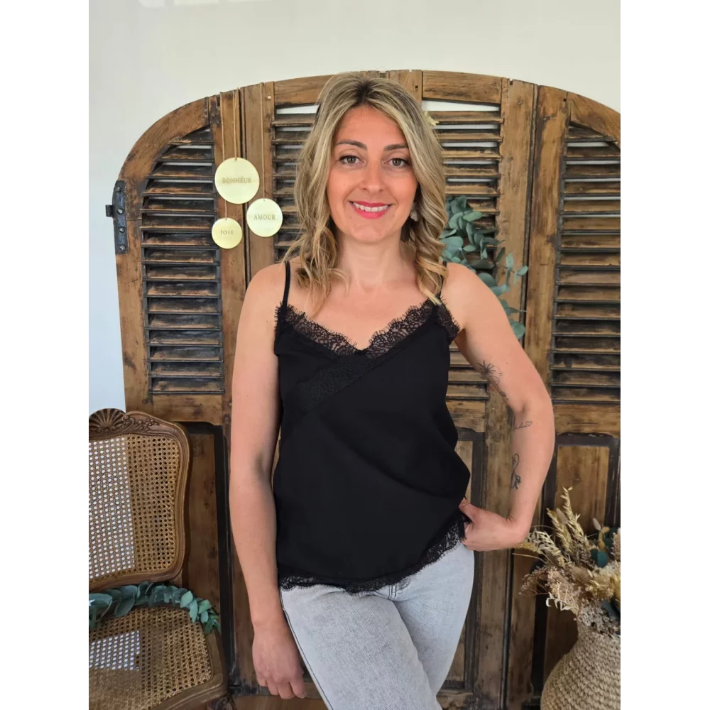 Top bretelles Albert noir dentelle