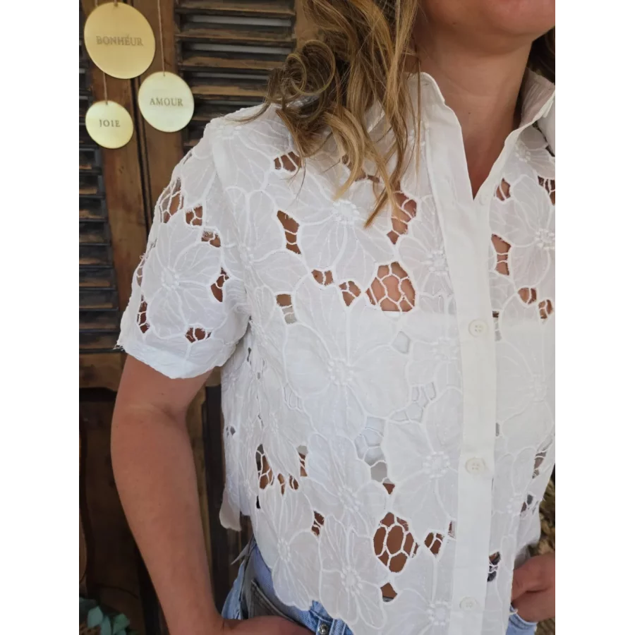 Chemise Angelique blanche broderie anglaise