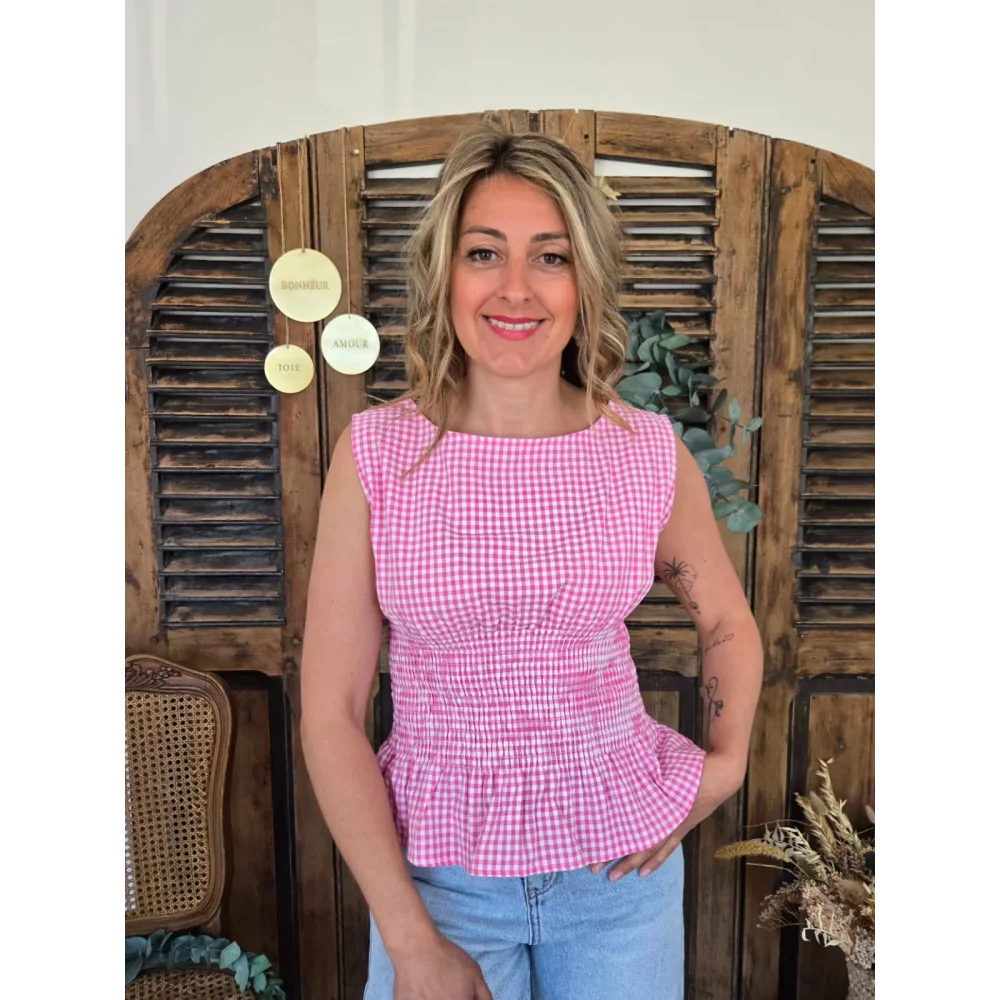 Blouse Armelle vichy fuchsia smocks