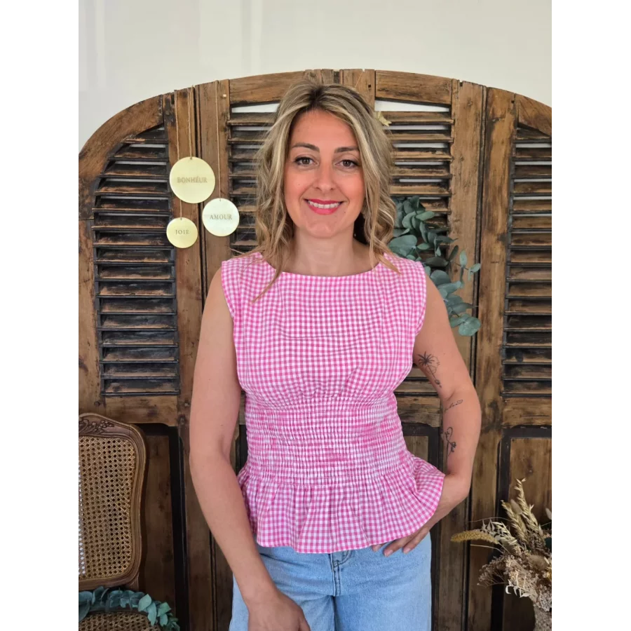 Blouse Armelle vichy fuchsia smocks