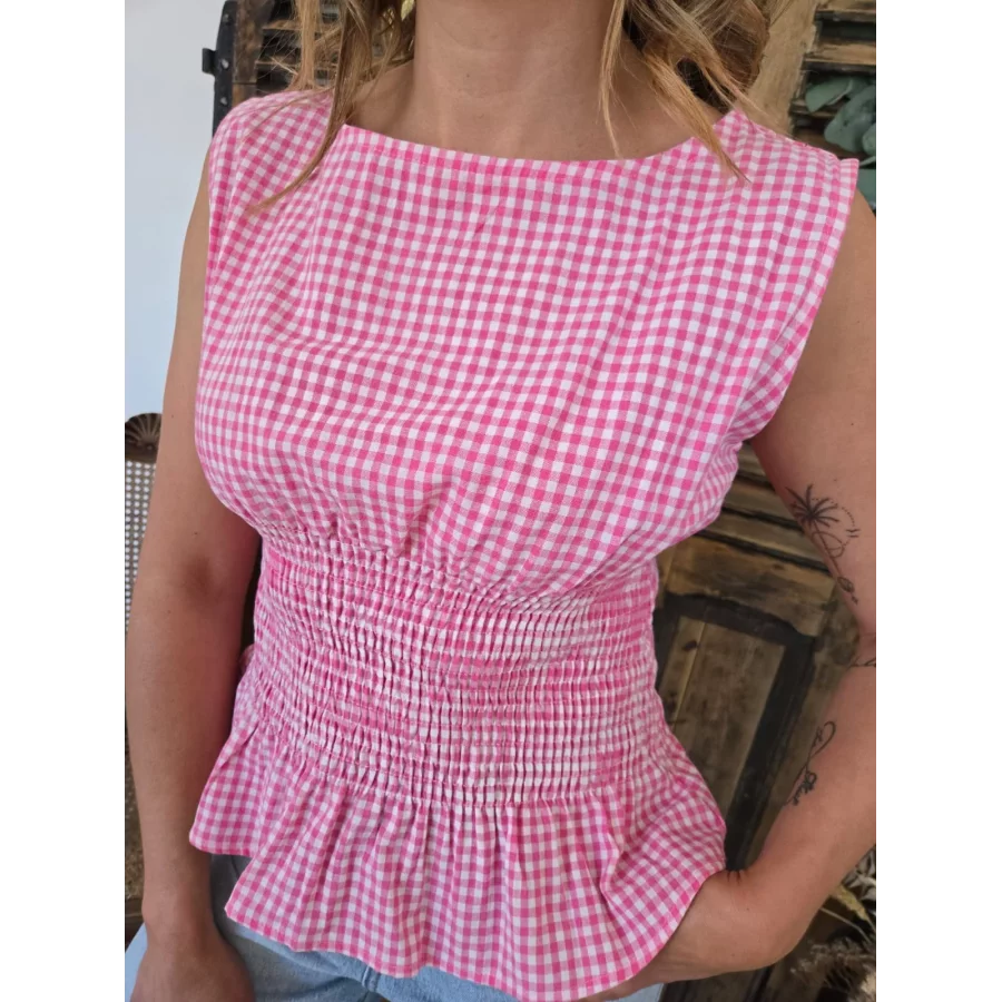 Blouse Armelle vichy fuchsia smocks
