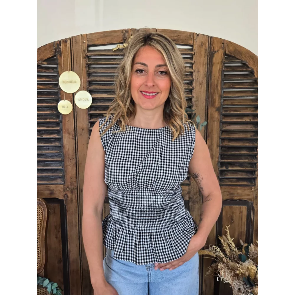 Blouse Armelle vichy noir smocks