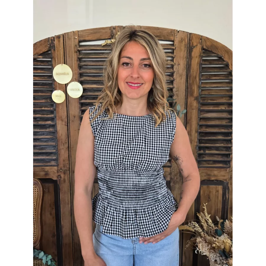 Blouse Armelle vichy noir smocks